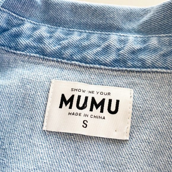 Show Me Your Mumu Reno Romper Small S Light Wash Denim Zip Front Pocket Revolve - Picture 5 of 8